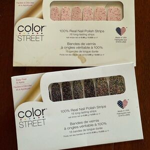 Color Street Broadway Glimmer pink Warrior Glitter Retired Set of 2 Nail Strips